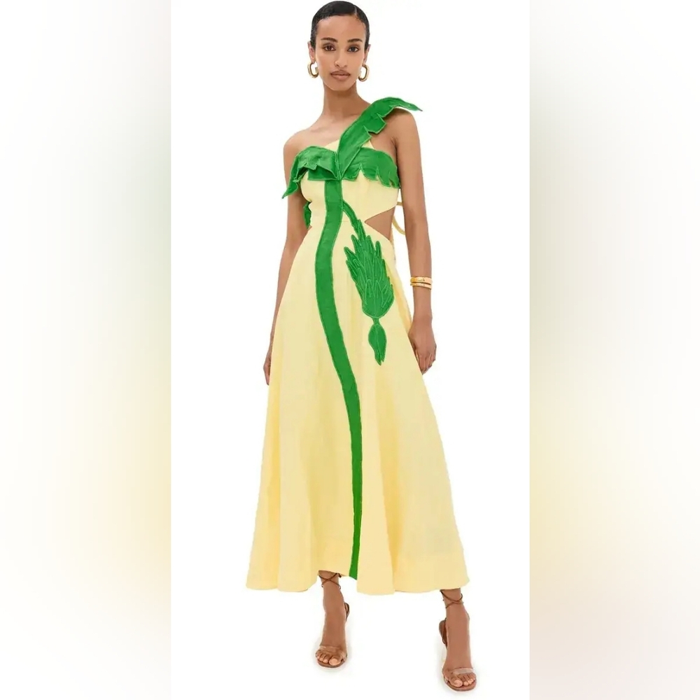 S2. NWT FARM RIO PALM TREE CUTWORK MIDI DRESS - Picture 2 of 11